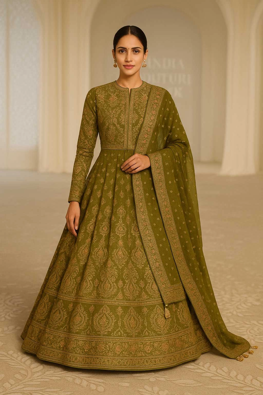 Velvet Embroidered Lehenga Set