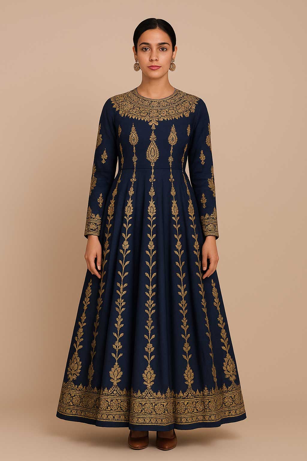 Navy Blue Anarkali Set