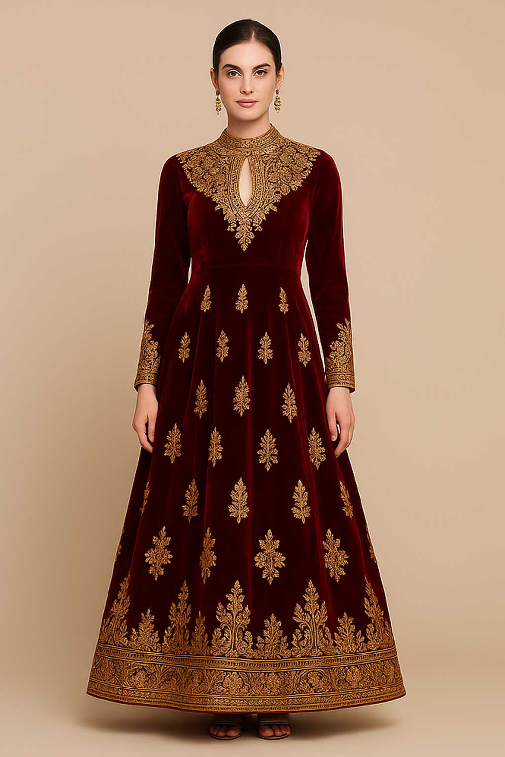 Maroon Anarkali Set