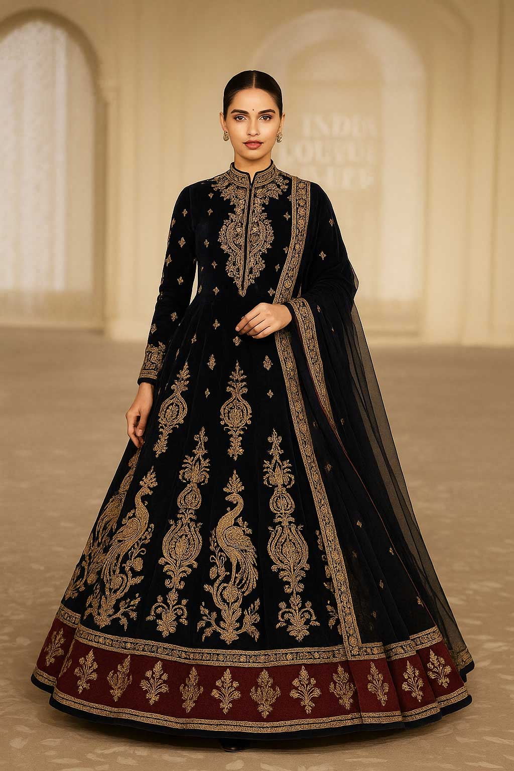 Floral Velvet lehenga