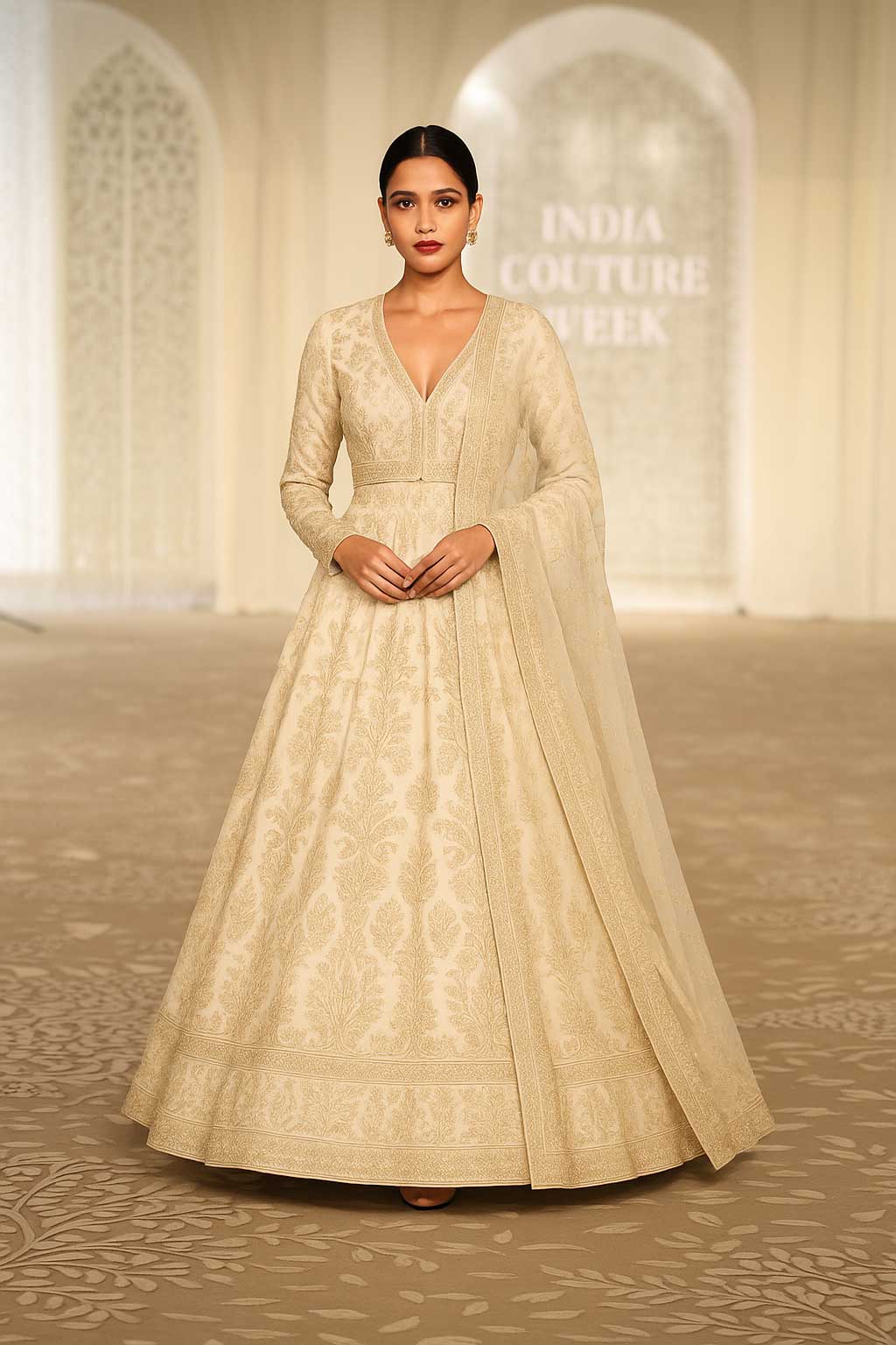 Velvet Embroidered Lehenga