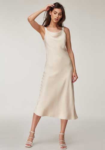 Organic midi white silk dress