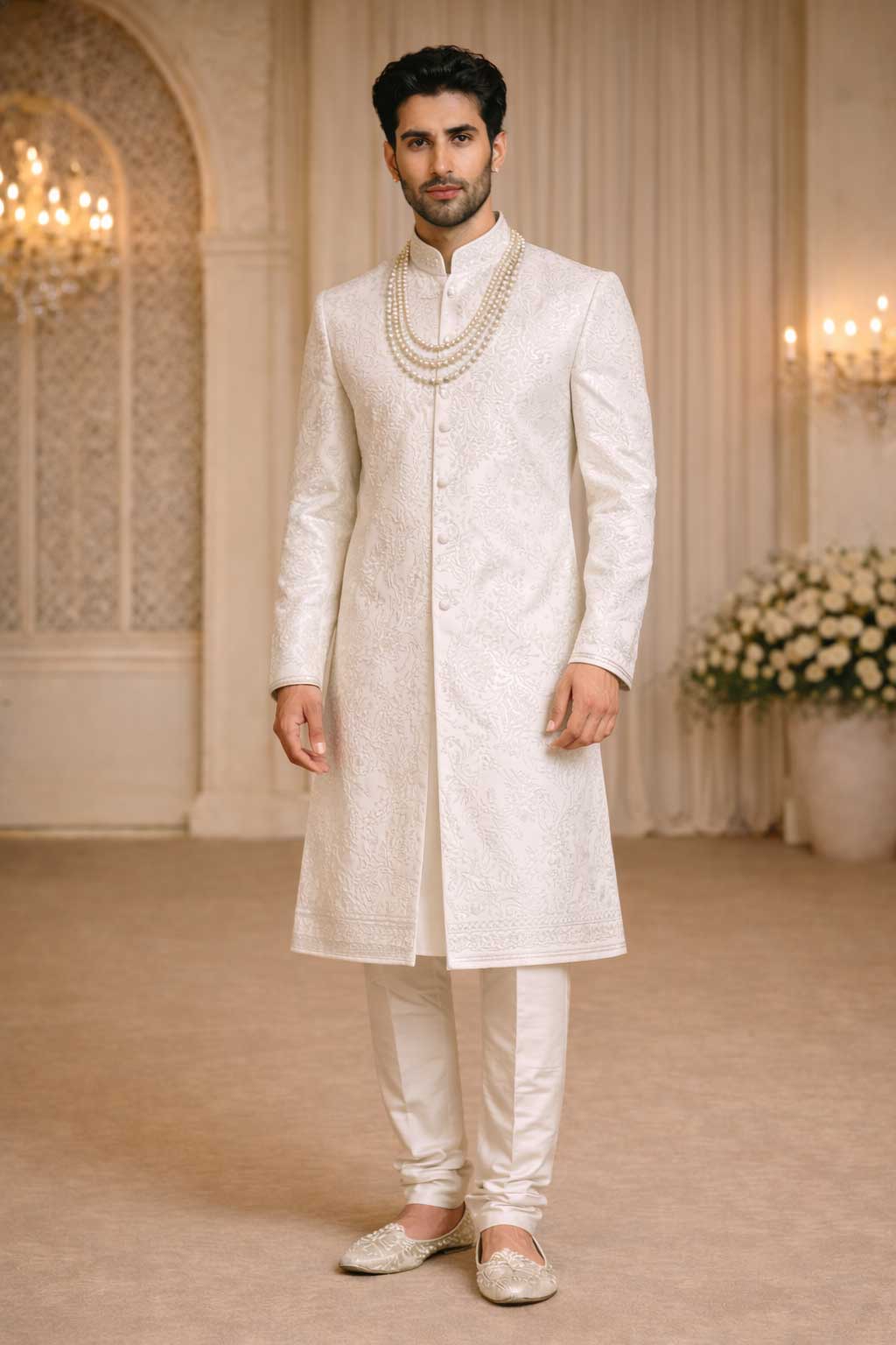 Men White Sherwani